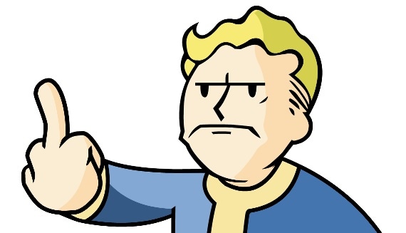 Vault Boy из Fallout выглядит сердитым